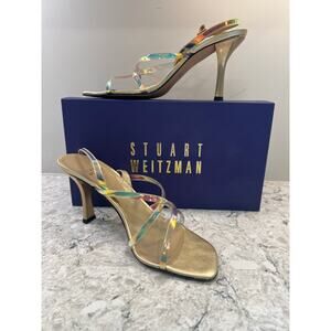 Stuart Weitzman Quiver Mystic Banding Strappy High Heels Cocktail Size 8 JL